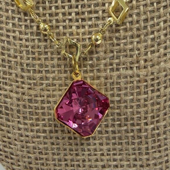 NEW!  Rose necklace kaleidoscope Crystal made by Swarovski Pendant beaded chain - Picture 2 of 7